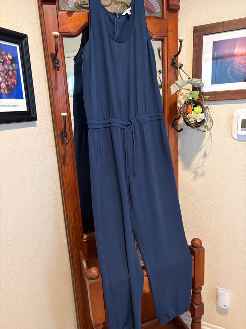CAbi Navy Sleeveless Drawstring Jumpsuit